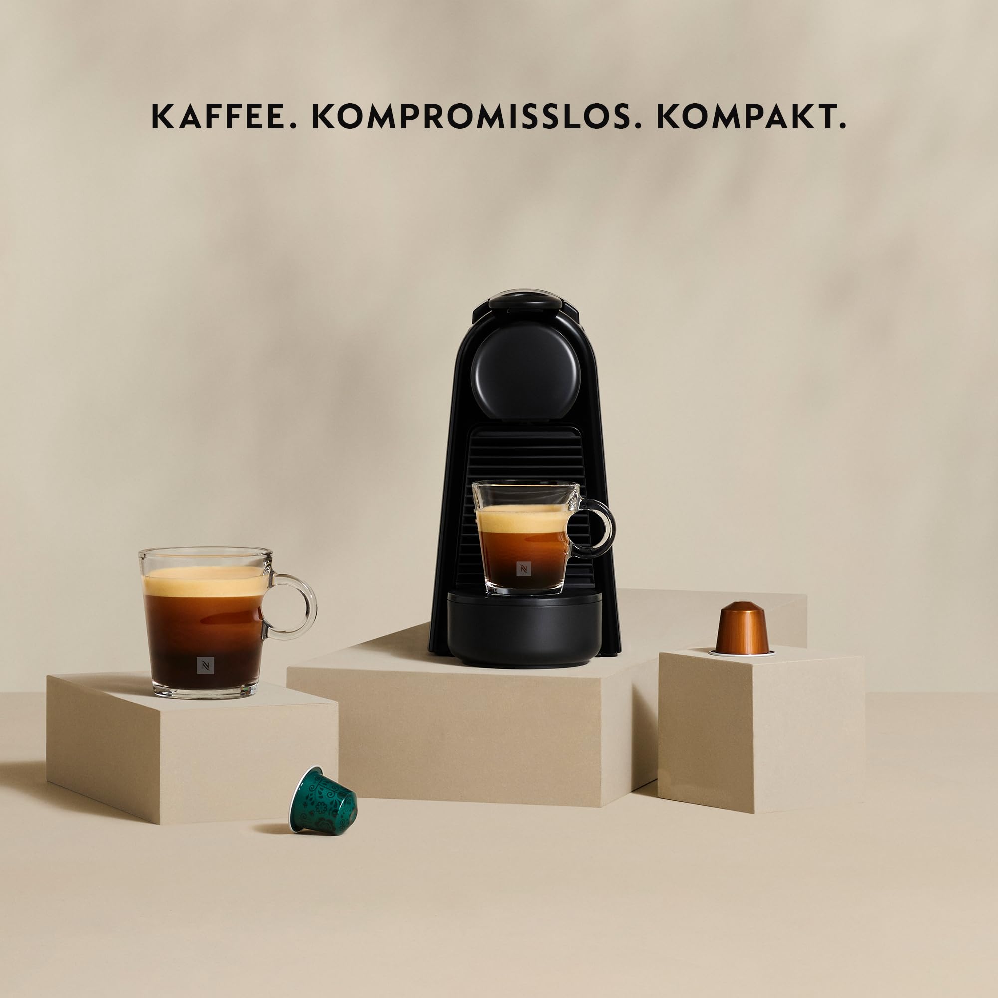Essenza Mini EN85.BKMT – Kapselmaschine, 19 Bar, Mattschwarz - CremaKafe Edition