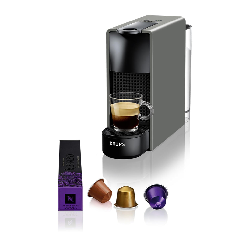 Essenza Mini XN110B – Kapselmaschine, 19 Bar, Ultrakompakt, Grau - CremaKafe Edition
