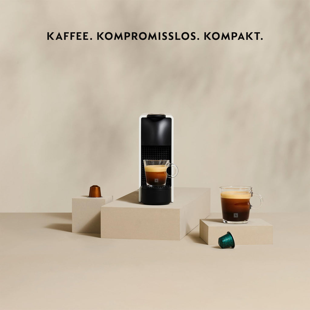 Essenza Mini XN1101 – Kapselmaschine, 19 Bar, Ultrakompakt, Pure White - CremaKafe Edition