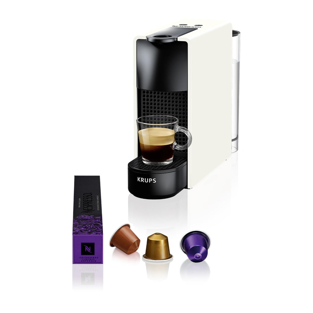 Essenza Mini XN1101 – Kapselmaschine, 19 Bar, Ultrakompakt, Pure White - CremaKafe Edition