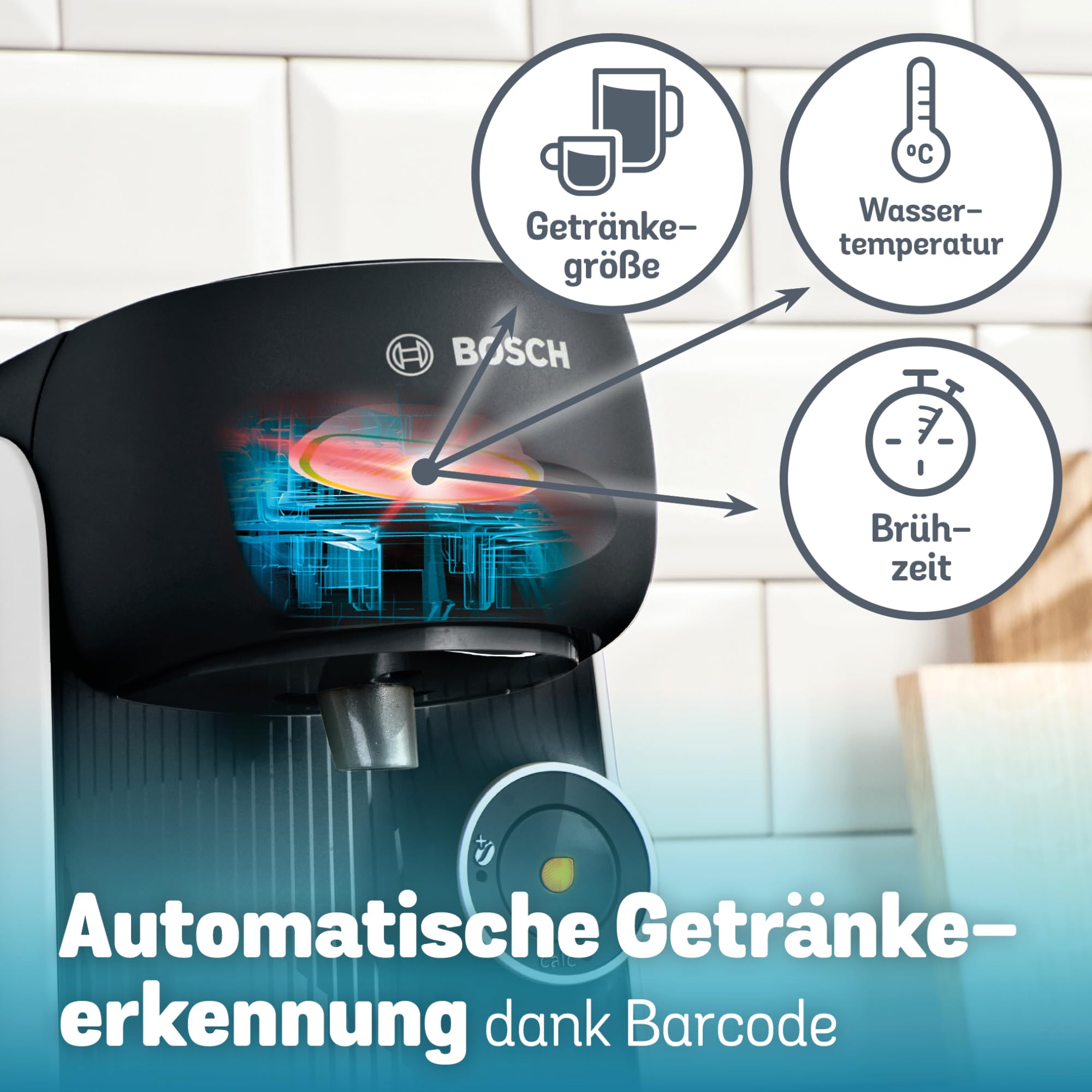 Tassimo Finesse TAS1104 – Kapselmaschine, IntensityBoost, über 70 Getränke, 1400W, Weiss/Schwarz - CremaKafe Edition