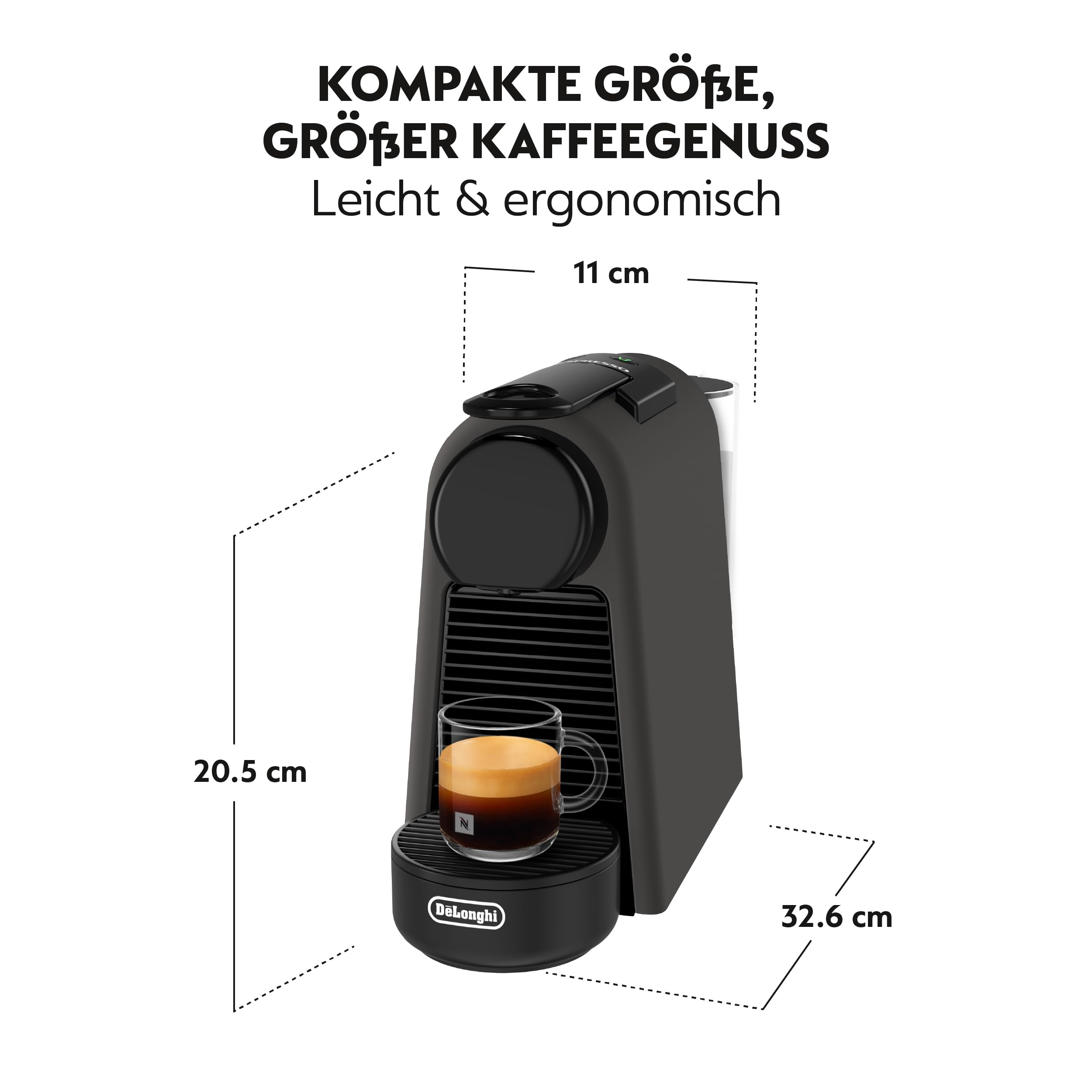 Essenza Mini EN85.BKMT – Kapselmaschine, 19 Bar, Mattschwarz - CremaKafe Edition