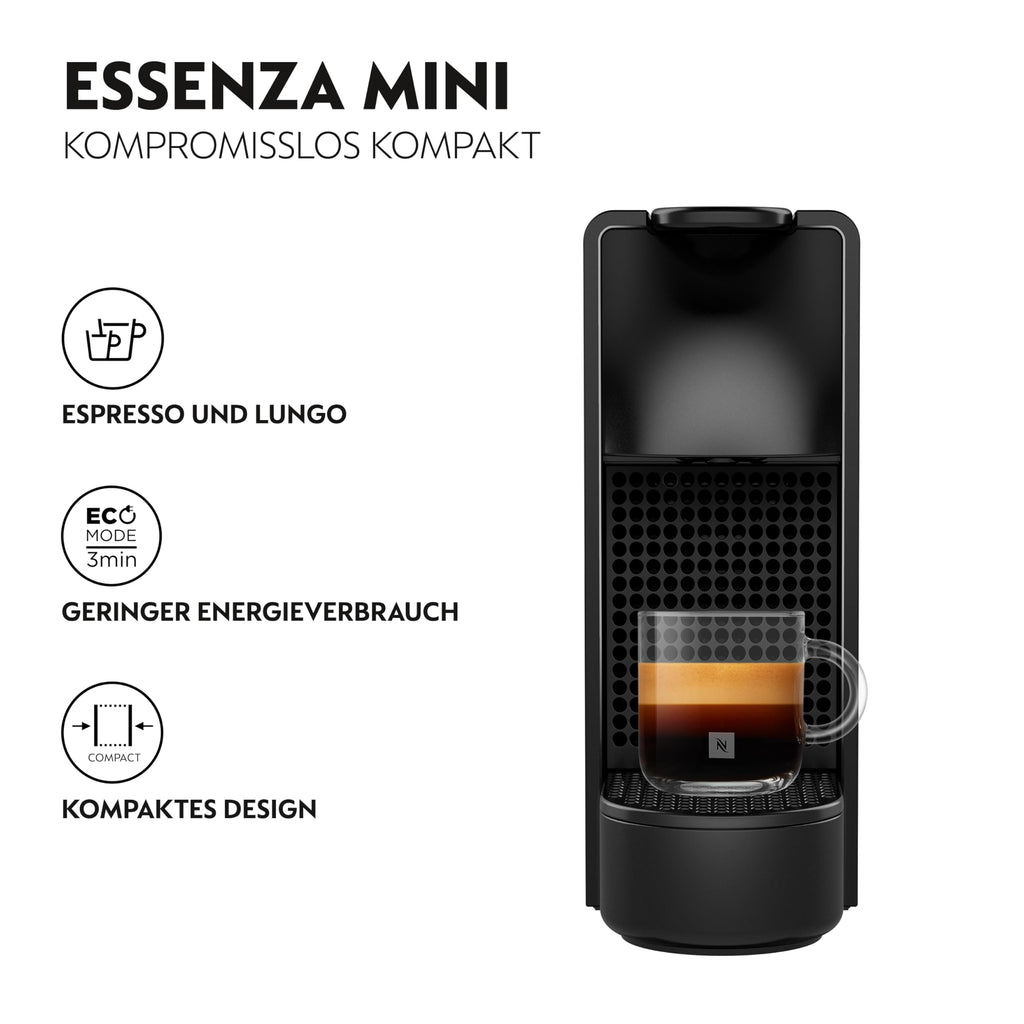 Essenza Mini XN1108 – Kapselmaschine, 19 Bar, Energieklasse A, Schwarz - CremaKafe Edition