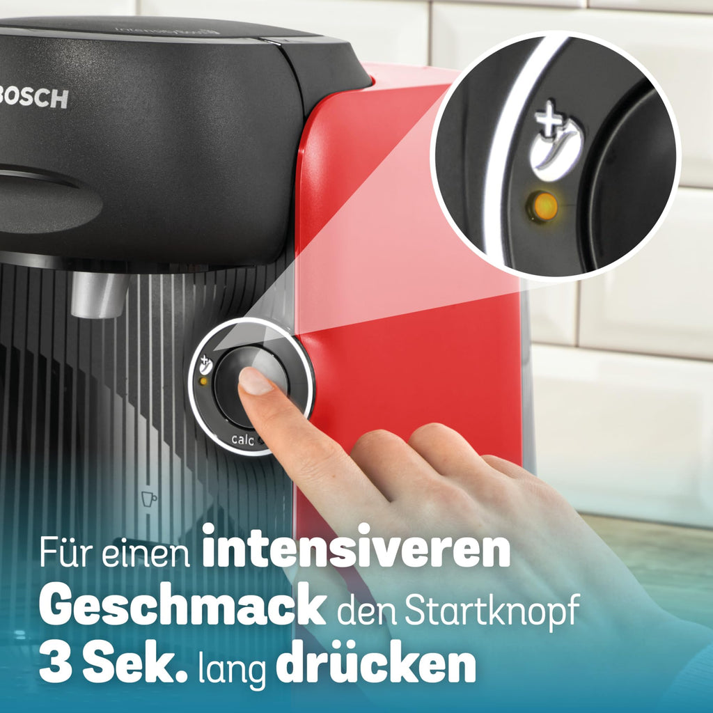 Tassimo Finesse TAS163E – Kapselmaschine mit IntensityBoost, über 70 Getränke, 1400W, Rot/Schwarz - CremaKafe Edition