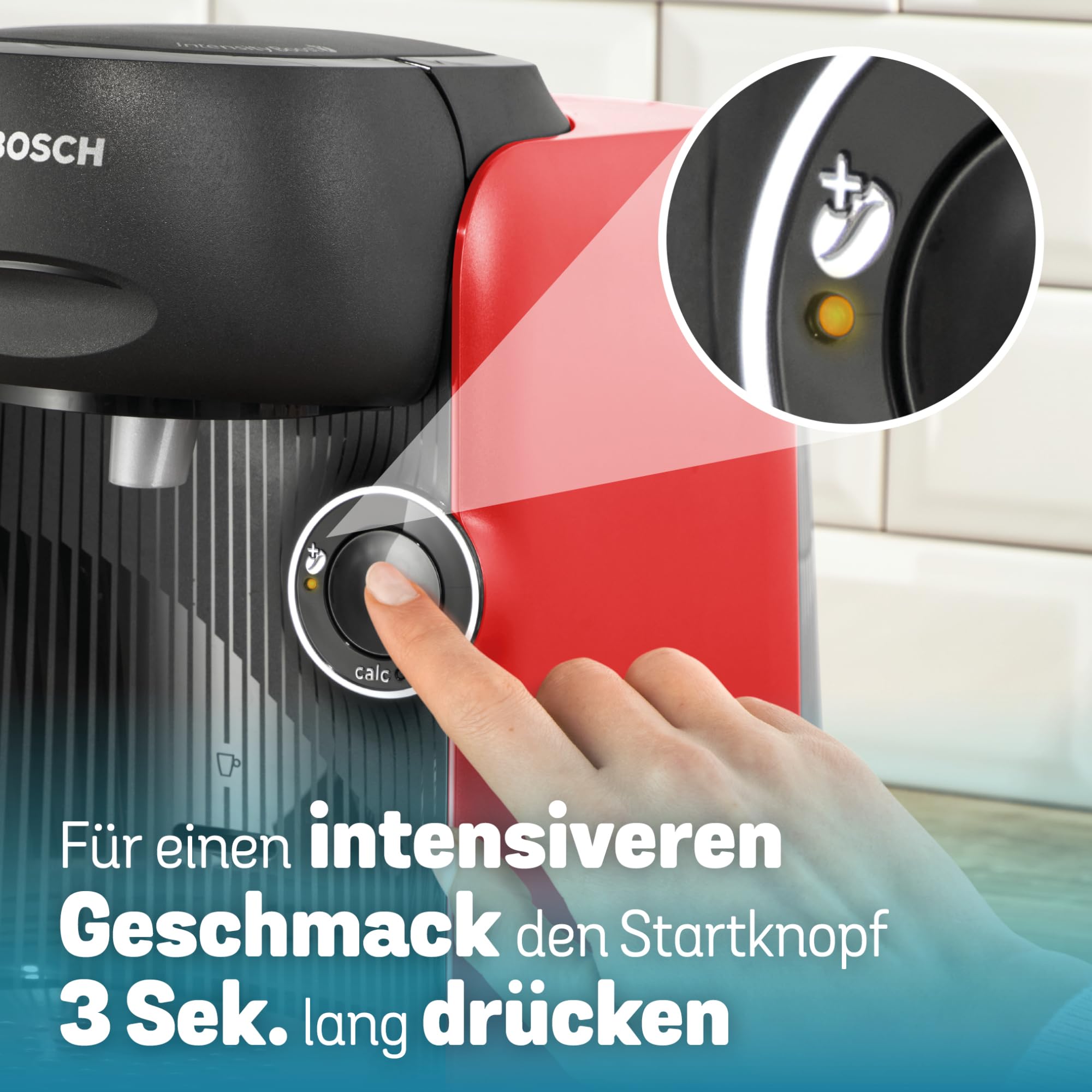 Tassimo Finesse TAS163E – Kapselmaschine mit IntensityBoost, über 70 Getränke, 1400W, Rot/Schwarz - CremaKafe Edition