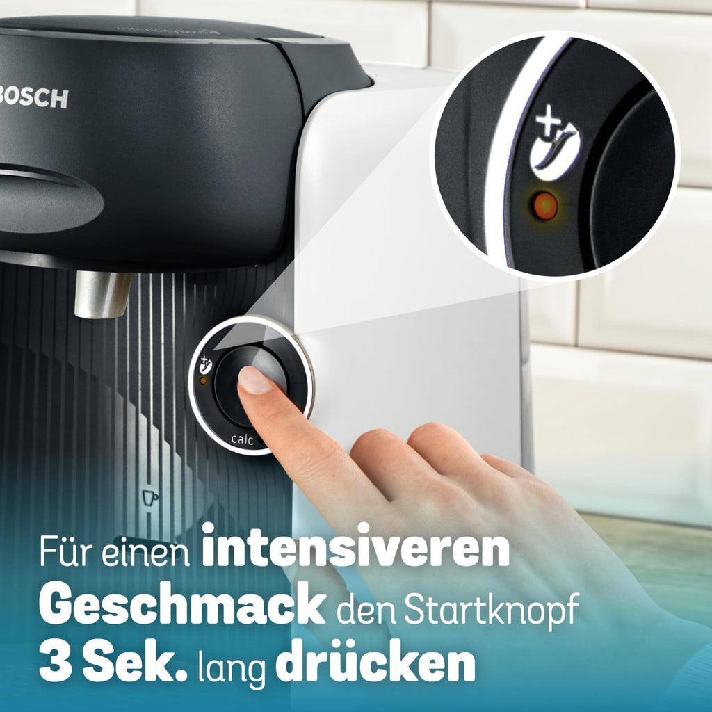 Tassimo Finesse TAS1104 – Kapselmaschine, IntensityBoost, über 70 Getränke, 1400W, Weiss/Schwarz - CremaKafe Edition