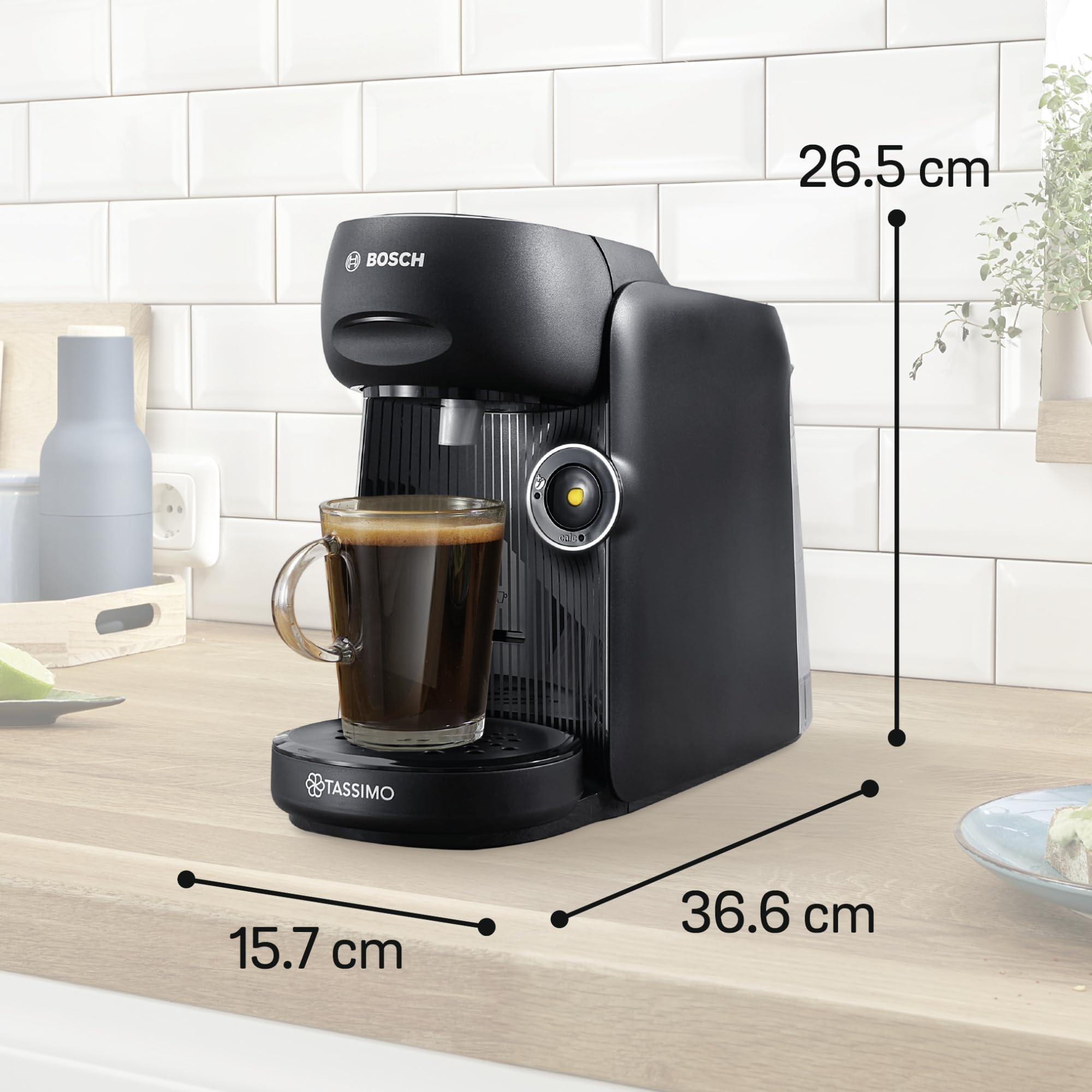 Tassimo Finesse TAS162E – Kapselmaschine mit IntensityBoost, über 70 Getränke, 1400W, Schwarz - CremaKafe Edition