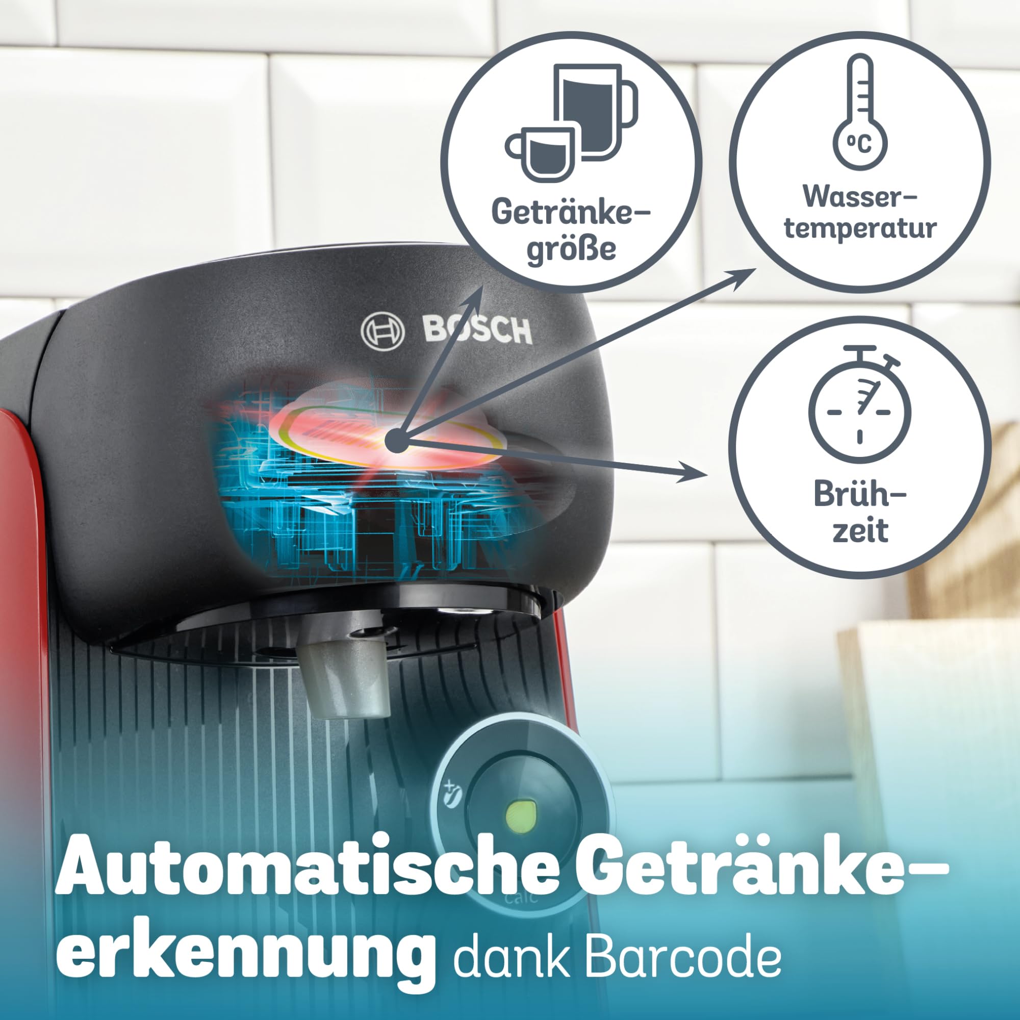 Tassimo Finesse TAS163E – Kapselmaschine mit IntensityBoost, über 70 Getränke, 1400W, Rot/Schwarz - CremaKafe Edition