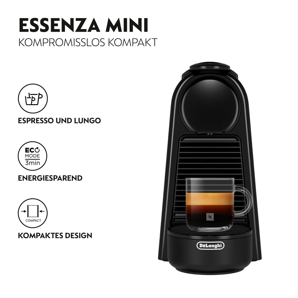 Essenza Mini EN85.B – Kapselmaschine, 19 Bar, Kompakt, Schwarz - CremaKafe Edition