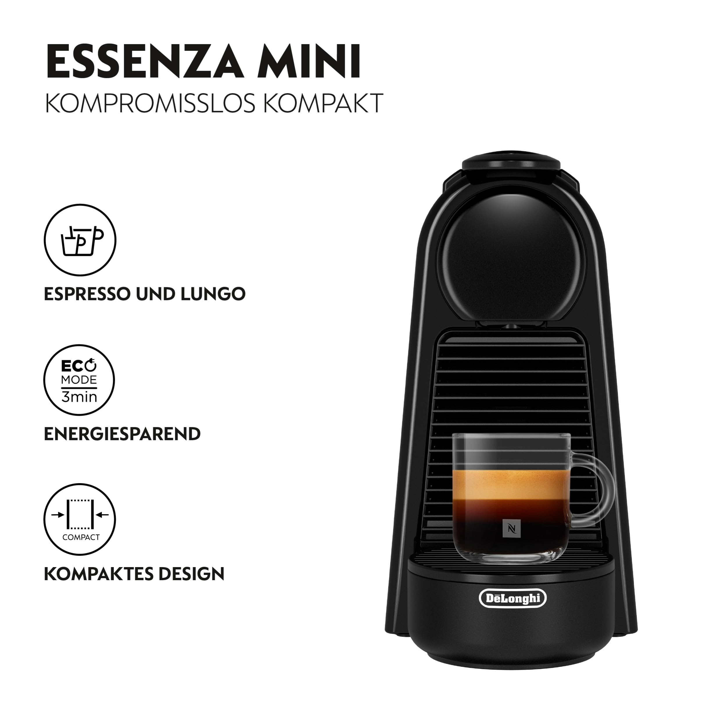 Essenza Mini EN85.B – Kapselmaschine, 19 Bar, Kompakt, Schwarz - CremaKafe Edition