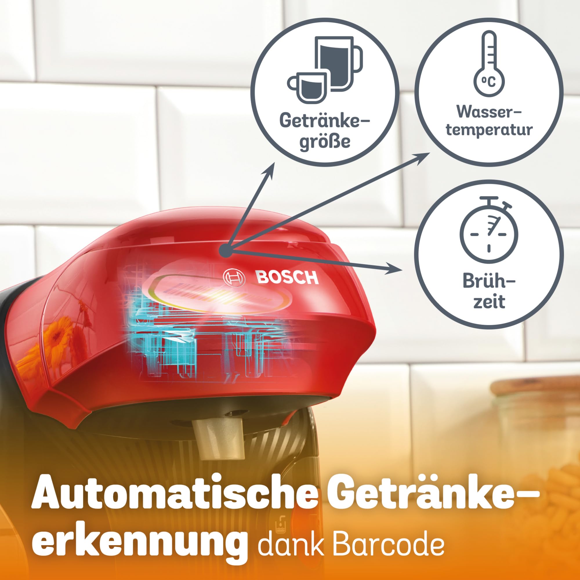 Tassimo Style TAS1103 – Kapselmaschine, über 70 Getränke, INTELLIBREW™, 1400W, Rot - CremaKafe Edition