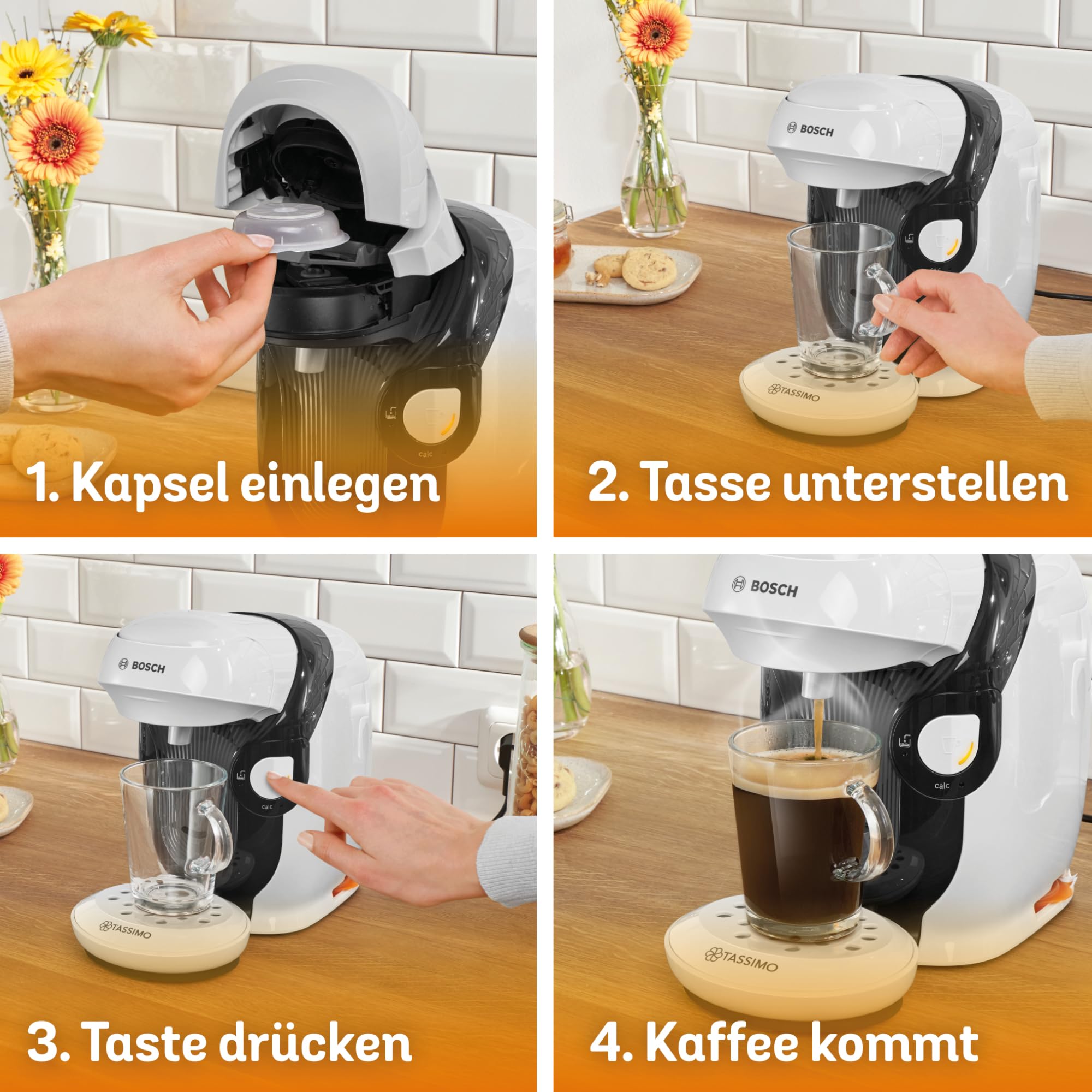 Tassimo Style TAS1104 – Kapselmaschine, über 70 Getränke, INTELLIBREW™, 1400W, Weiss - CremaKafe Edition