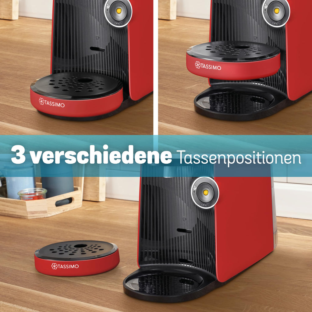 Tassimo Finesse TAS163E – Kapselmaschine mit IntensityBoost, über 70 Getränke, 1400W, Rot/Schwarz - CremaKafe Edition