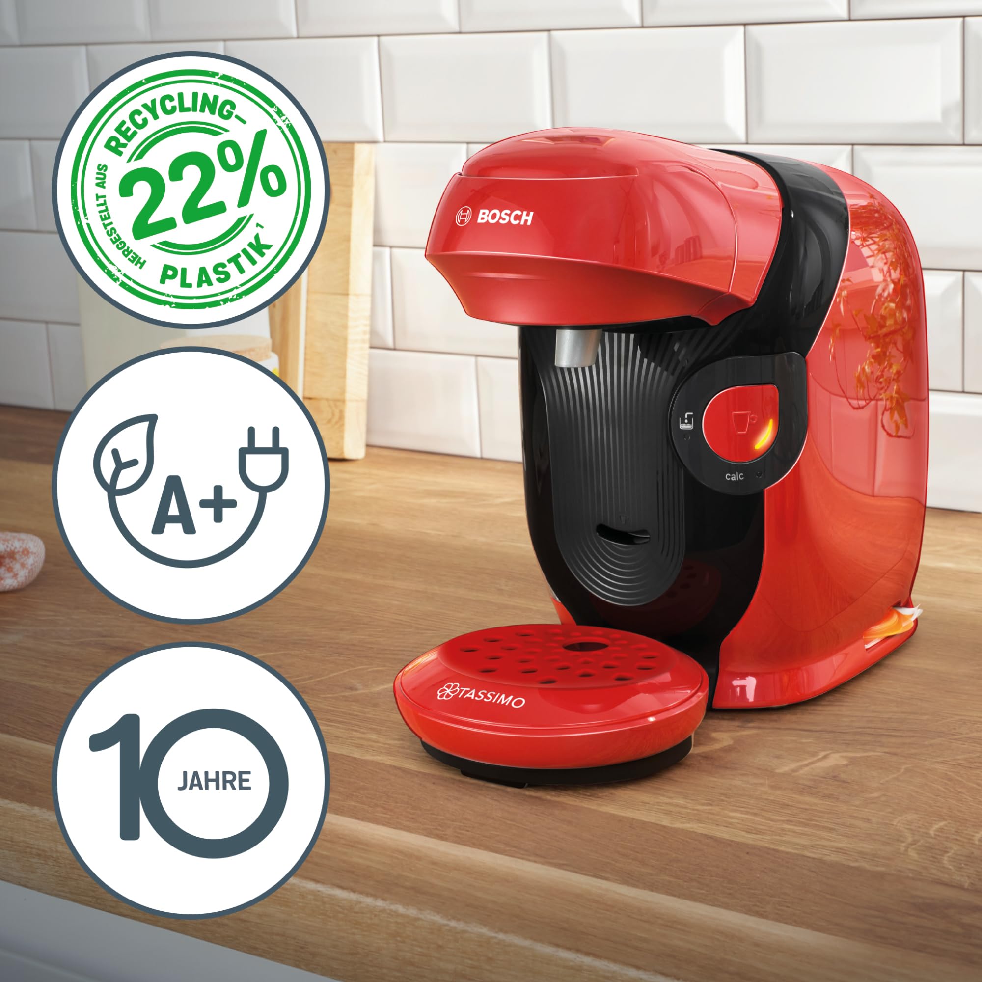 Tassimo Style TAS1103 – Kapselmaschine, über 70 Getränke, INTELLIBREW™, 1400W, Rot - CremaKafe Edition