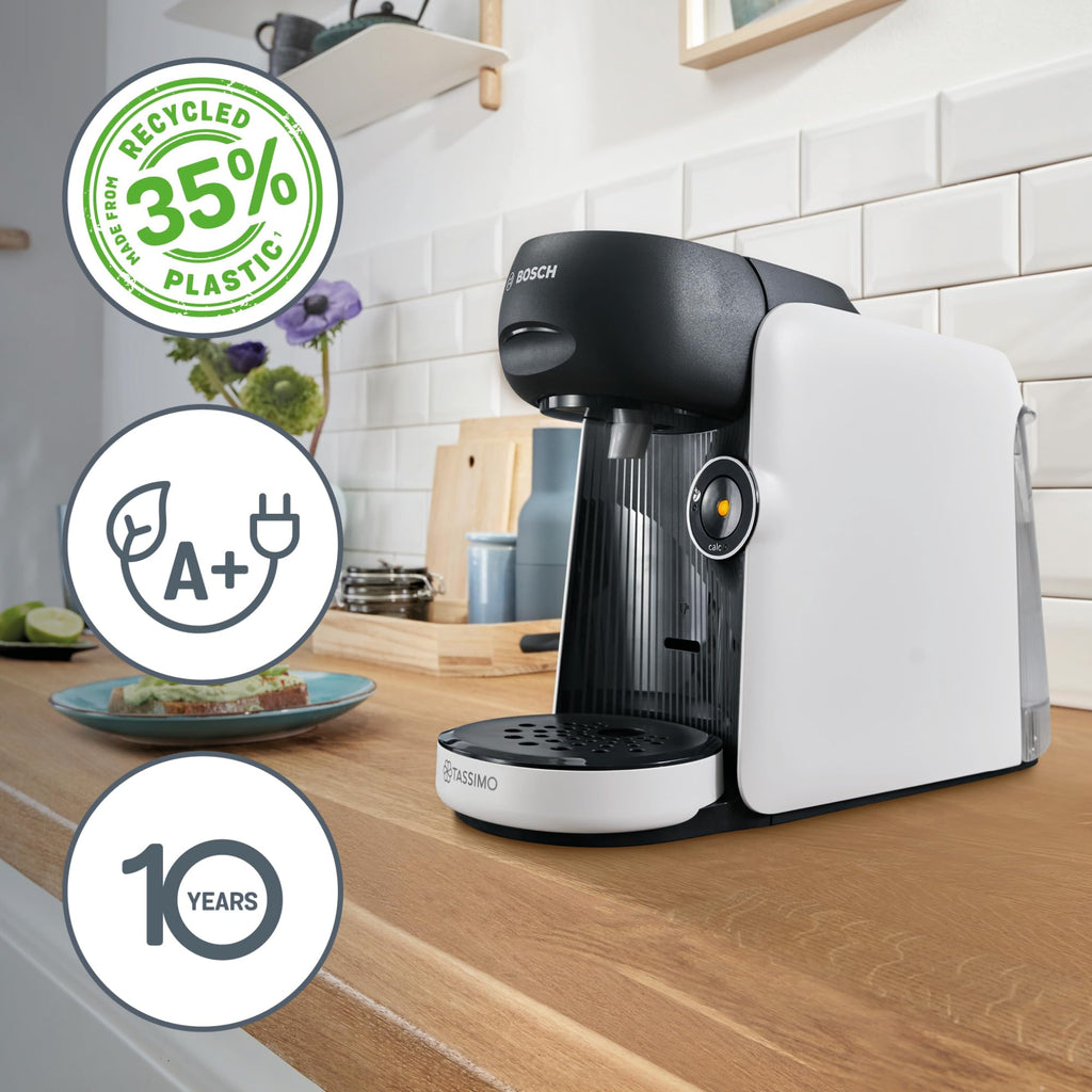Tassimo Finesse TAS1104 – Kapselmaschine, IntensityBoost, über 70 Getränke, 1400W, Weiss/Schwarz - CremaKafe Edition