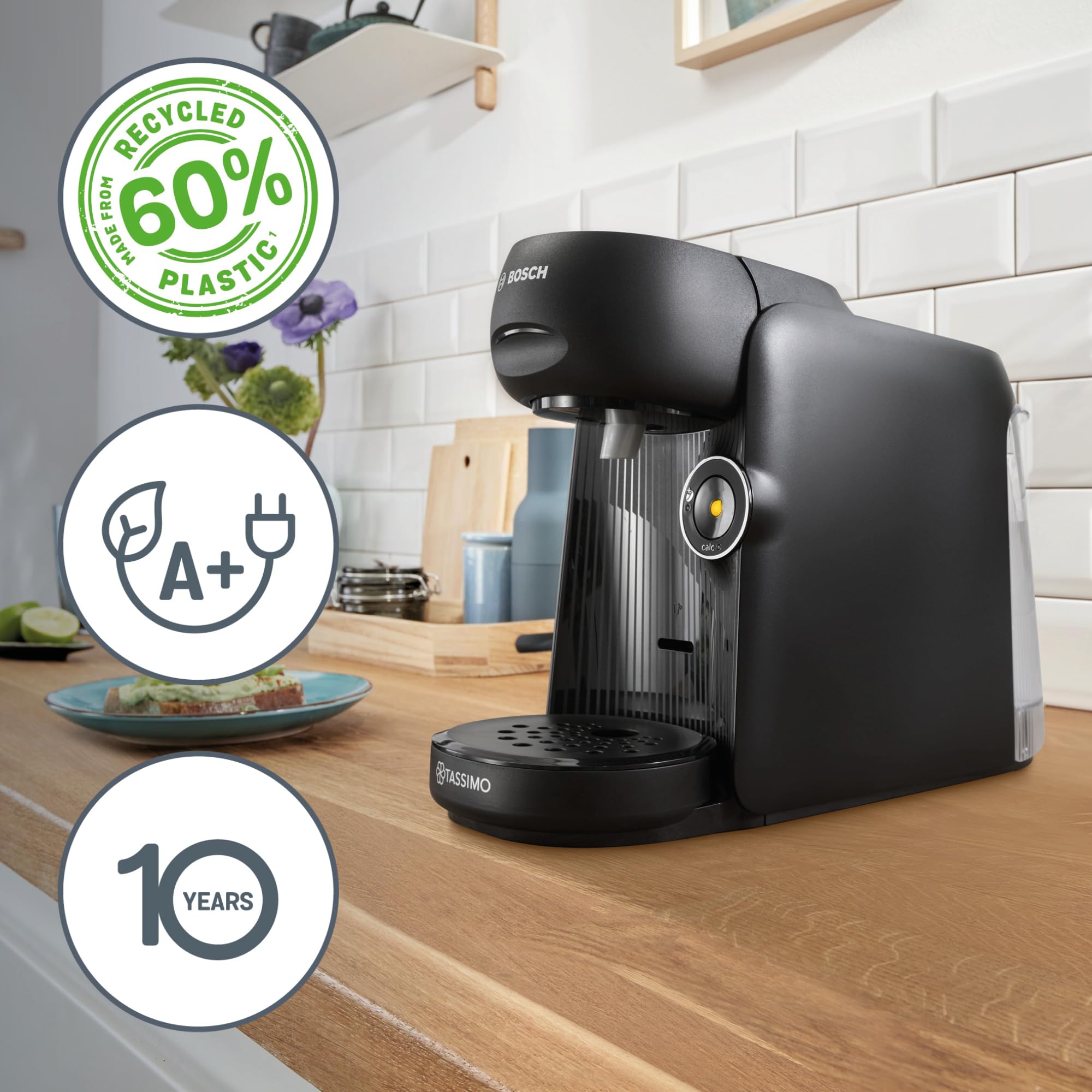 Tassimo Finesse TAS162E – Kapselmaschine mit IntensityBoost, über 70 Getränke, 1400W, Schwarz - CremaKafe Edition